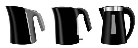 Set of three black electric kettles - vectorのイラスト素材