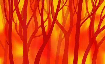 Abstract image of a burning forest - vector illustrationのイラスト素材