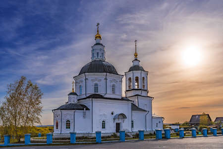 Tomsk/Russia - September 22, 2019. Spassky church is a landmark of the old settlement of Spasskoye in the vicinity of Tomskのeditorial素材