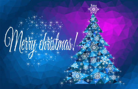 Merry Christmas Greeting with Abstract Christmas Tree - vector illustrationのイラスト素材