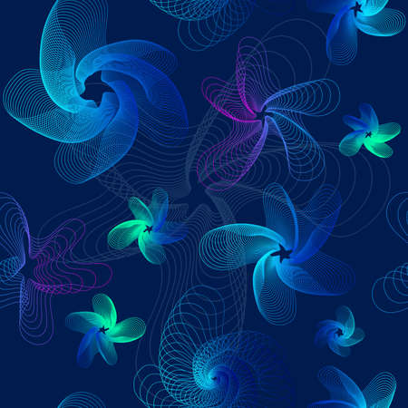 Seamless abstract linear pattern on a dark blue background - vector illustrationのイラスト素材