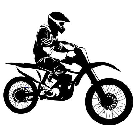 Silhouette of a motorcyclist on a sports bike - vector illustration.のイラスト素材