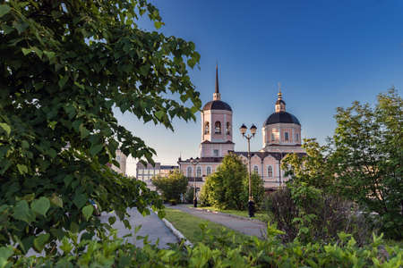 Tomsk/Russia - May 24, 2020. The Epiphany Cathedral of the Tomsk diocese of the Russian Orthodox Church is one of the oldest Tomsk churches. It originates from a wooden church built in 1630のeditorial素材