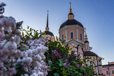 Tomsk/Russia - May 24, 2020. The Epiphany Cathedral of the Tomsk diocese of the Russian Orthodox Church is one of the oldest Tomsk churches. It originates from a wooden church built in 1630のeditorial素材