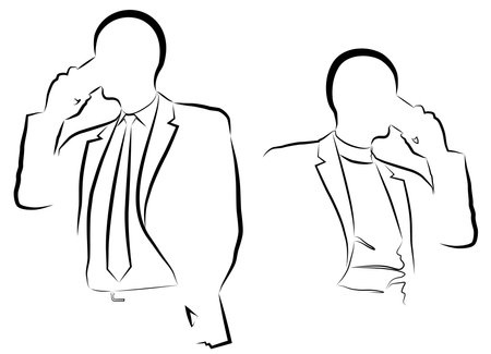 Silhouette of a man in a business suit talking on the phone vector illustrationのイラスト素材