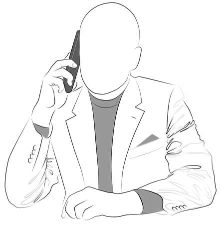 Contour man in jacket talking on the cell phone vector illustrationのイラスト素材