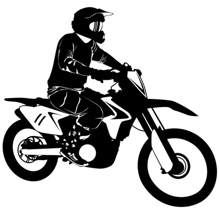 Silhouette of a motorcyclist on a sports bike - vector illustration.のイラスト素材