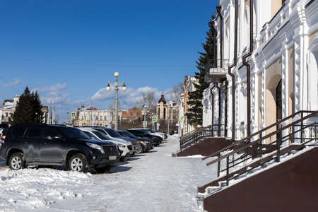 Tomsk, Russia - March 8, 2021. Historical urban district of the city of Tomsk - Governor's quarter.のeditorial素材
