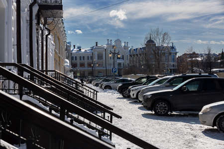 Tomsk, Russia - March 8, 2021. Historical urban district of the city of Tomsk - Governor's quarter.のeditorial素材