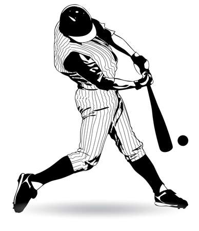 Black and white image of a baseball player hitting the ball vector illustrationのイラスト素材