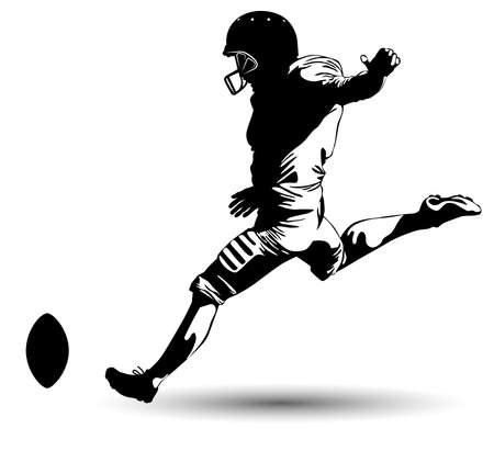 Black and white image of a football player kicking the ball vector illustrationのイラスト素材
