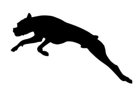 Jumping dog silhouette isolated on white background vector illustrationのイラスト素材