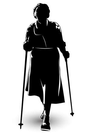 Black and white image of an elderly woman vector illustrationのイラスト素材