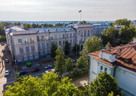 Tomsk, Russia - July 2, 2021. View from a height on the main building of the National Research Tomsk Polytechnic Universityのeditorial素材