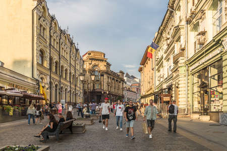 Moscow. Russia - August 8, 2021. Kuznetsky Most is an old street in Moscow popular with tourists and city residentsのeditorial素材