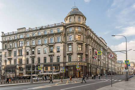 Moscow. Russia - August 8, 2021. An old administrative building on Vorovsky Square in Moscowのeditorial素材