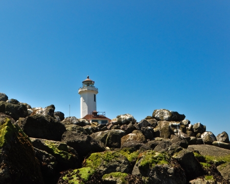 Point Wilson Lighthouse in Port Townsend Washingtonのeditorial素材