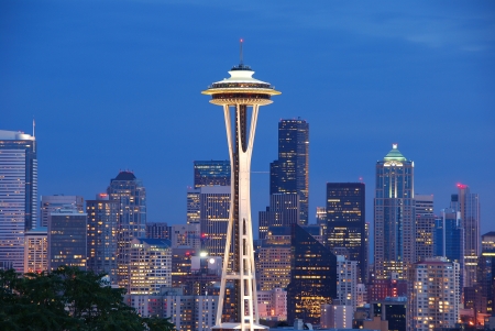 Seattle Skyline at duskのeditorial素材