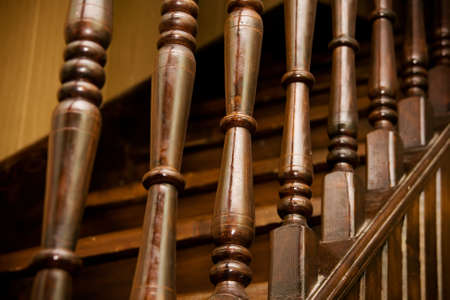 Wooden banister of home interiorの写真素材