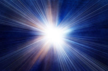 smoke blue star on a dark skyの写真素材