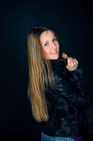 happy woman. studio shotの写真素材