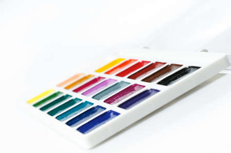 watercolour paints on a white backgroundの写真素材