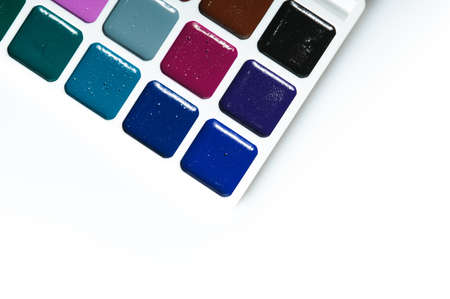 watercolour paints on a white backgroundの写真素材