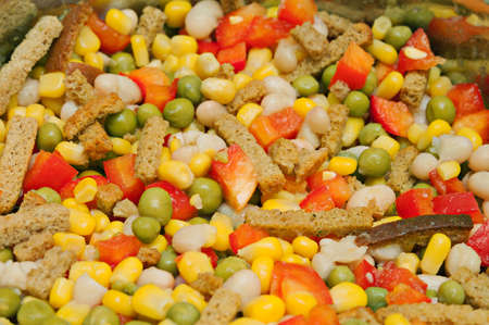 vegetables salad with bread sticksの写真素材