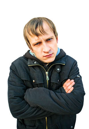 portrait of the sure man fixedly looking forwardの写真素材