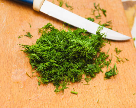 finely cut green dillの写真素材