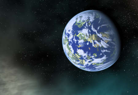 earth planet with one side shadow on cosmos stars backgroundsの写真素材