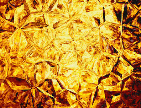 golden colored relief crystal fire backgroundsの写真素材
