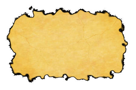 Blank Vintage Paper Frame with burnt edges on white backgrounds with clipping pathの写真素材