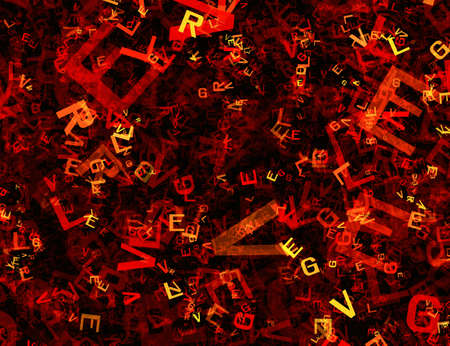 many abstract chaotic red alphabet lettersの写真素材