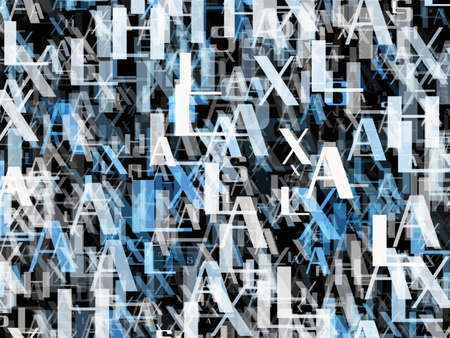 many abstract blue alphabet lettersの写真素材
