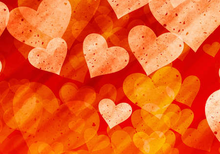 dreamy light hearts on red rays backgrounds. Love symbolの写真素材