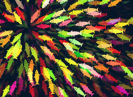 shoal of multicolored fish patternの写真素材