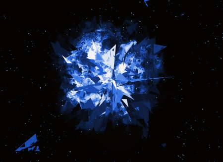 burst planet on a black space backgroundの写真素材