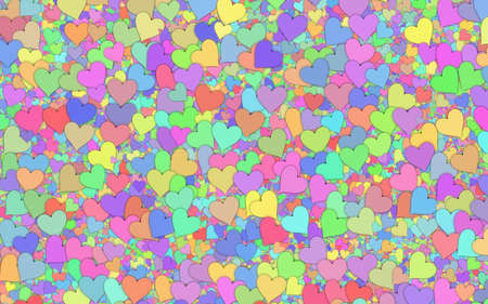 many small multicolored hearts backgrounds. Love texture. panoramic formatの写真素材