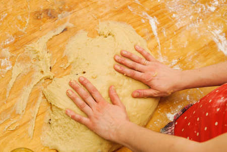 prepare meal food. modelling dough in a table. selective focus techniqueの写真素材