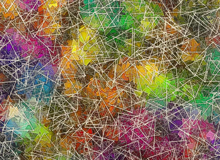 different geometrical Shapes in Chaotic Arrangement. Abstract scientific backgroundsの写真素材