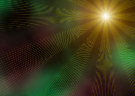 yellow flash rays on a space backgroundsの写真素材