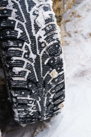 winter snow tyre backgroundの写真素材