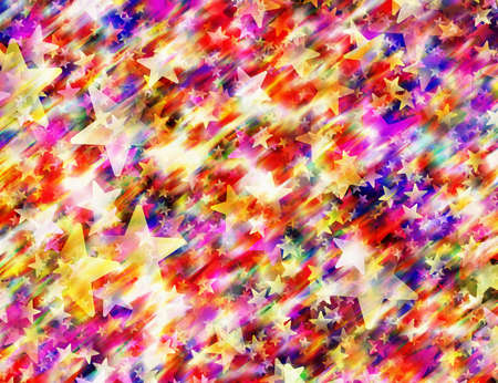 many multicolored flying stars background. holiday symbol の写真素材