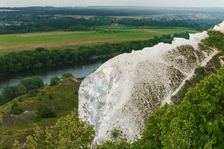 chalk mountain of a picturesque valleyの写真素材