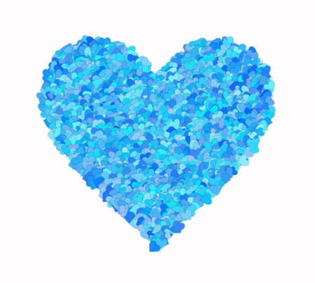 one big heart from many small hearts on white backgroundの写真素材