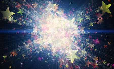 many multicolored flying shining stars backgroundsの写真素材