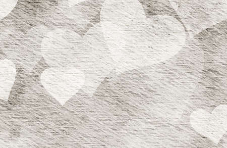 Vintage Paper Texture with painted heartsの写真素材