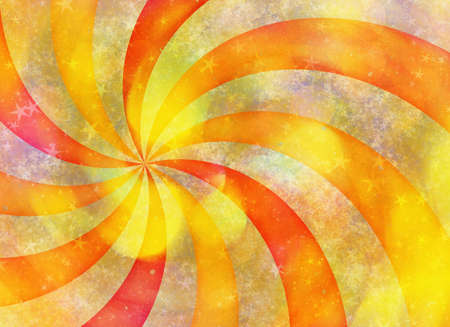 painted sun curled rays with stars of textured backgroundの写真素材