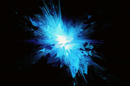burst of blue broken crystal on a black backgroundの写真素材